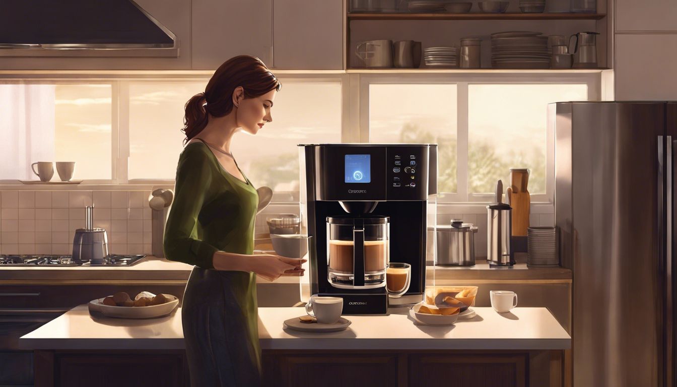 A woman prepares coffee with a Pure Over Coffee Maker in her kitchen. A woman prepares coffee with a Pure Over Coffee Maker in her kitchen.